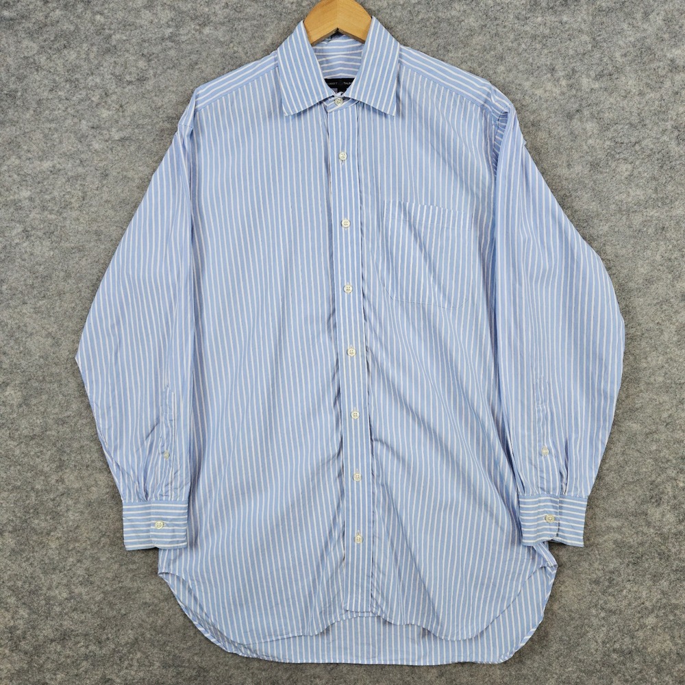 Robert Talbott Men's Blue & White Striped Size M 15 1/2 - 33‎ Dress Shirt SPOT